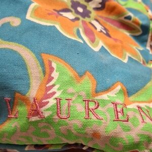 Floral Accent Pillow in Blue, Green, Orange and Pink